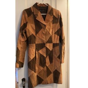 Retro Renee Raquel Suede Brown Patchwork Coat Size M
